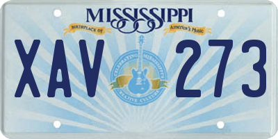 MS license plate XAV273