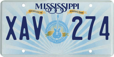 MS license plate XAV274
