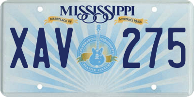MS license plate XAV275