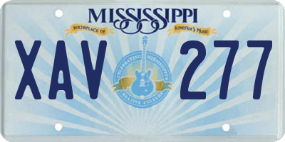 MS license plate XAV277