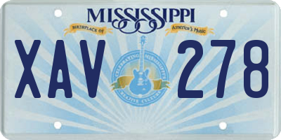 MS license plate XAV278