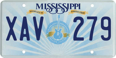 MS license plate XAV279