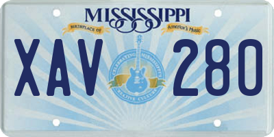 MS license plate XAV280