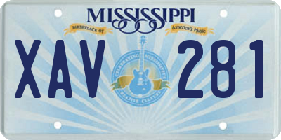 MS license plate XAV281