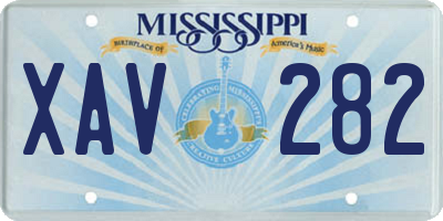 MS license plate XAV282