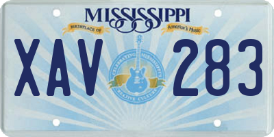 MS license plate XAV283
