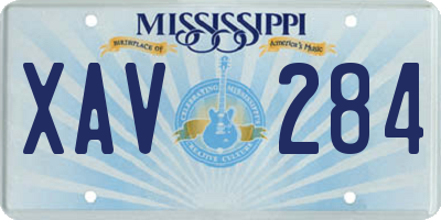 MS license plate XAV284