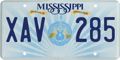 MS license plate XAV285