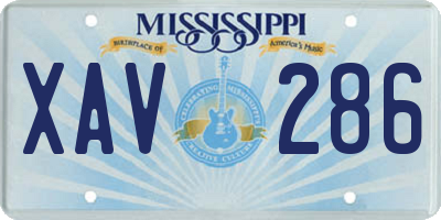 MS license plate XAV286