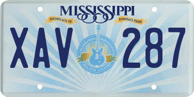 MS license plate XAV287