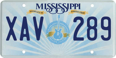 MS license plate XAV289