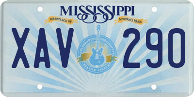 MS license plate XAV290