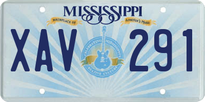 MS license plate XAV291