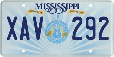 MS license plate XAV292