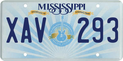 MS license plate XAV293