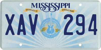 MS license plate XAV294