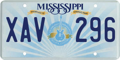 MS license plate XAV296