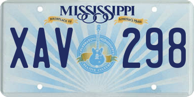 MS license plate XAV298