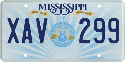 MS license plate XAV299