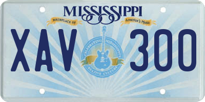 MS license plate XAV300