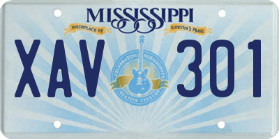 MS license plate XAV301