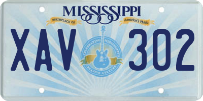 MS license plate XAV302