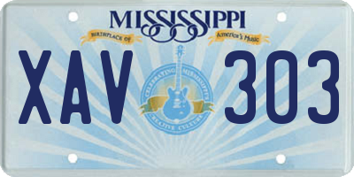 MS license plate XAV303