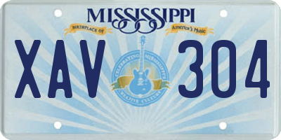 MS license plate XAV304