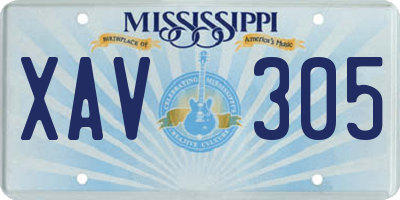 MS license plate XAV305