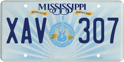 MS license plate XAV307
