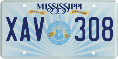 MS license plate XAV308