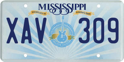 MS license plate XAV309