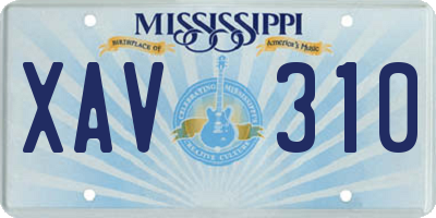 MS license plate XAV310