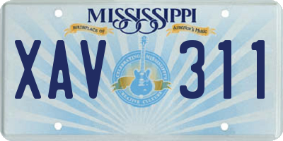 MS license plate XAV311
