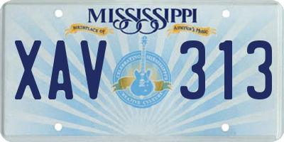 MS license plate XAV313
