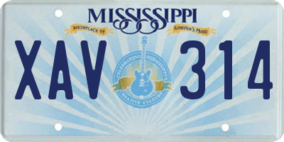 MS license plate XAV314