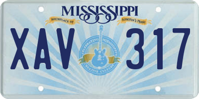 MS license plate XAV317