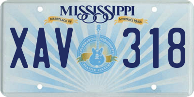 MS license plate XAV318