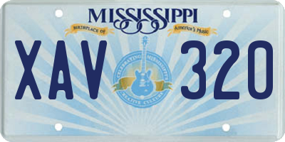 MS license plate XAV320