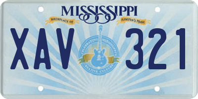 MS license plate XAV321