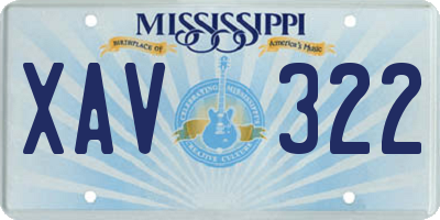 MS license plate XAV322