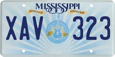 MS license plate XAV323