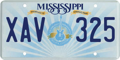 MS license plate XAV325
