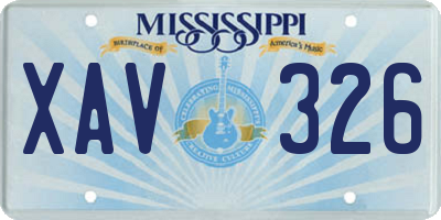 MS license plate XAV326