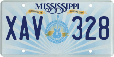 MS license plate XAV328