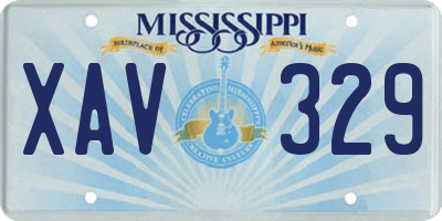 MS license plate XAV329