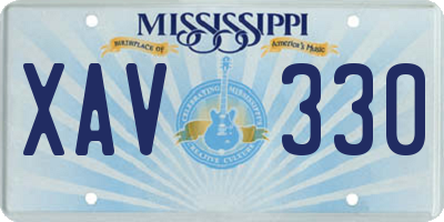 MS license plate XAV330