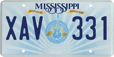 MS license plate XAV331