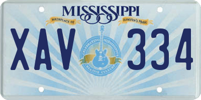 MS license plate XAV334
