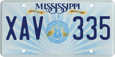 MS license plate XAV335